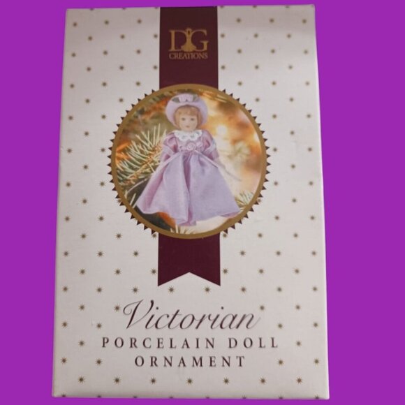 DG Creations Victorian Porcelain Doll Ornament  In Pink Dress & Hat - Picture 1 of 4